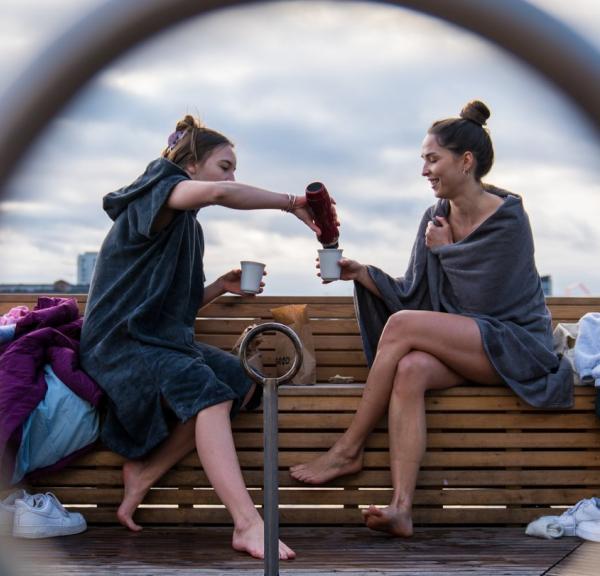 Girls ice swimming in Copenhagen harbour 